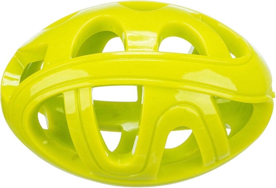 Picture of Rugby z otworami, zabawka, dla psa, TPE, limonkowa, 11 cm