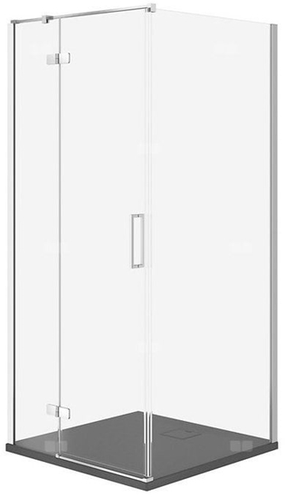 Изображение SET C500 KABINA CITY LEWA CHROM 80X80X195+TAKO SLIM SZARY MAT WIR