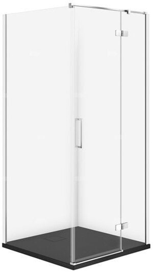 Изображение SET C539 KABINA CITY PRAWA CHROM 80X80X195+TAKO SLIM CZARNY MAT WIR