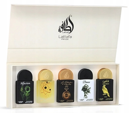 Изображение SET LATAFFA Pride Affection EDP spray 20ml + Tharwah Gold EDP spray 20ml + Kolekcja antyków 1505 spray 20ml + Breeze spray 20ml + Shaheen Gold spray 20ml