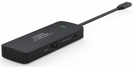 Picture of Stacja/replikator Vision USB-C-Dock - 1 x zcze HDMI 4k przy 60 Hz - 1 x RJ45 Gigabit Ethernet 1000 Mbps - 1 x USB 3.0 5 Gbps - 1 x USB-C z PD100w, który moe by uywany do adowania laptopa - 1 x USB-C z 4k przy 60 Hz - 30 cm Kabel - kompatybilny z Win