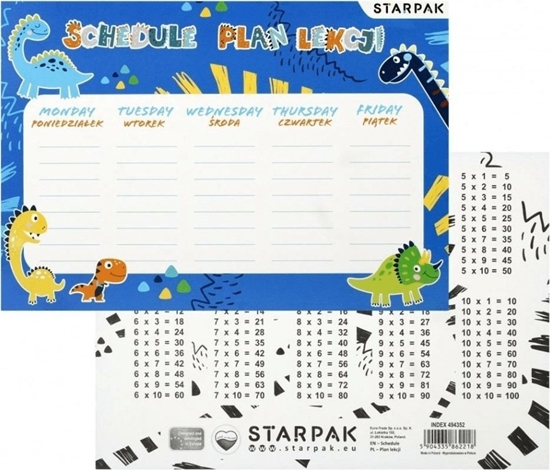 Изображение Teka Plan lekcji z tabliczk± mnoenia Dino (25szt)