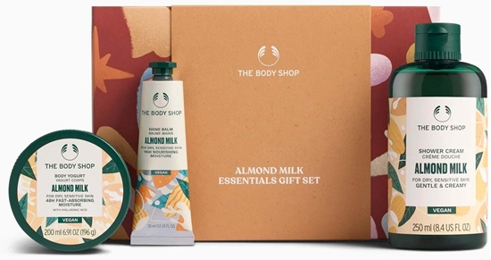 Picture of The Body Shop Almond Milk Essentials Giftset zestaw do pielgnacji ciaa (el pod prysznic, 250 ml + jogurt do ciaa, 200 ml + balsam do rk, 30 ml)
