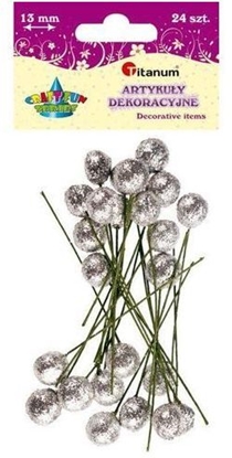 Изображение Titanum Kulki brokatowe na piku 24 szt. srebrne