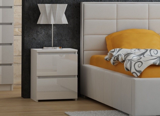 Изображение Topeshop Szafka stolik nocny 2 szuflady biay poysk /m2 (M2 BIEL POYSK FRONT)