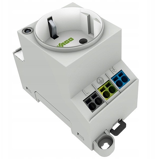 Picture of WAGO Service stik til montering på DIN skinne, type F (Schuko) med LED status indikator og Push in klemmer, mulighed for videresløjfning