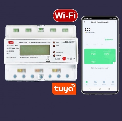 Изображение Wi-Fi trīsfāžu elektroenerģijas skaitītājs iOS, Android | Iesl./Izsl. Relejs | 3x230/400V, 80A