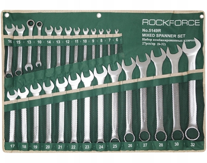 Picture of Zestaw kluczy pasko-oczkowych 27el. (6-32mm) na pachcie (2 z grzechotk)