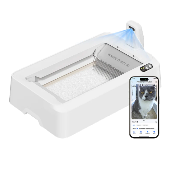Picture of PETKIT Purobot Crystal Duo with Camera Self-Cleaning Cat Litter Box | White