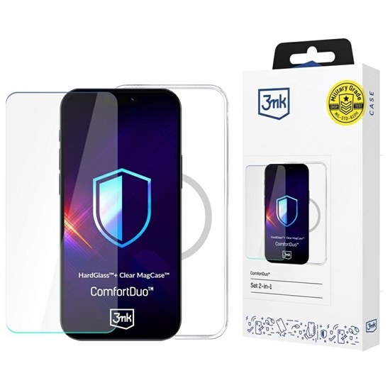 Изображение 3MK ComfortDuo Clear MagCase Kit Tempered Glass Screen protector and Back Case for Apple iPhone 17 Pro
