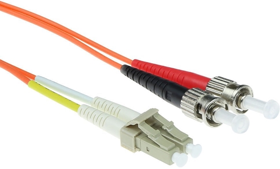 Picture of ACT 15 meter LSZH Multimode 62.5/125 OM1 fiber patch cable duplex with LC and ST connectors. Lc-st 62.5/125 om1 dup 15.00m (RL7015)