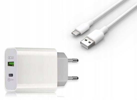 Picture of ADOWARKA SIECIOWA PD + QC 3A + KABEL TYPE-C 1m, PD20W 3000mA