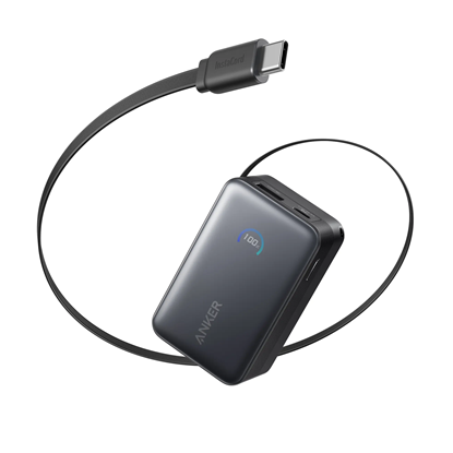 Picture of Anker Nano Power Bank 45W with Built-In Retractable USB-C Cable | A1638H11 | 10000 mAh | Black