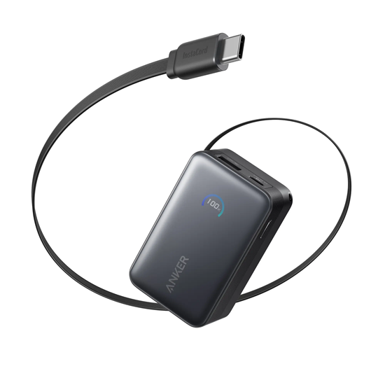 Picture of Anker Nano Power Bank 45W with Built-In Retractable USB-C Cable | A1638H11 | 10000 mAh | Black