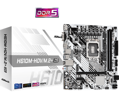 Attēls no Asrock H610M-HDV M.2+ D5 Motherboard Micro-ATX / Intel H610 / LGA1700 / DDR5