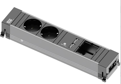 Attēls no Listwa zasilajca Bachmann 909.0056 rozdzielacz zasilania PDU 2 x gniazdo sieciowe Czarny