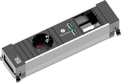 Attēls no Listwa zasilajca Bachmann Bachmann 916.0039 - black / gray - 1x safety socket - 2x USB - 1x custom module, small