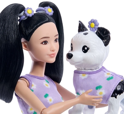 Attēls no Lalka Barbie Mattel Twinning Looks - Jednakowa stylizacja w kwiatki z pieskiem (JFP39)