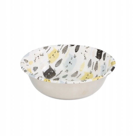 Picture of Barry King Miska dla kota ze stali nierdzewnej emaliowana wzór CAT FACE SELECTA 350ml