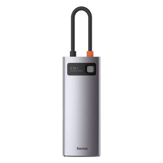 Picture of Baseus CAHUB-CW0G HUB Metal Gleam Series 6in1 Multifunctional Type-C to Type-C PD 100W / HDMI 4K-30 Hz / 3x USB 3.2 / RJ45