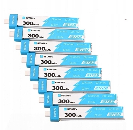 Picture of BetaFPV BT2.0 300mAh 8-pack | Zestaw baterii do dronów 1S | 3.8V, 300mAh