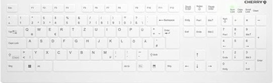 Изображение Klawiatura Cherry CHERRY Keyboard AK-C8112 Medical wireless sealed [DE] white IP68 kabellos, vollversiegelt, IP68