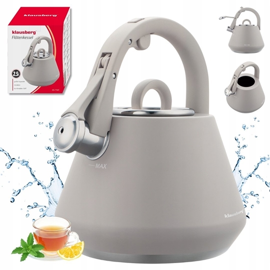 Picture of CZAJNIK STALOWY Z GWIZDKIEM 2,5L KLAUSBERG KB-7949 SZARY