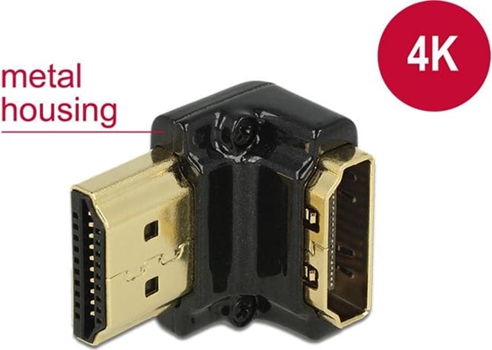 Изображение Delock Adapter High Speed HDMI with Ethernet – HDMI-A female > HDMI-A male 4K 90° angled down black