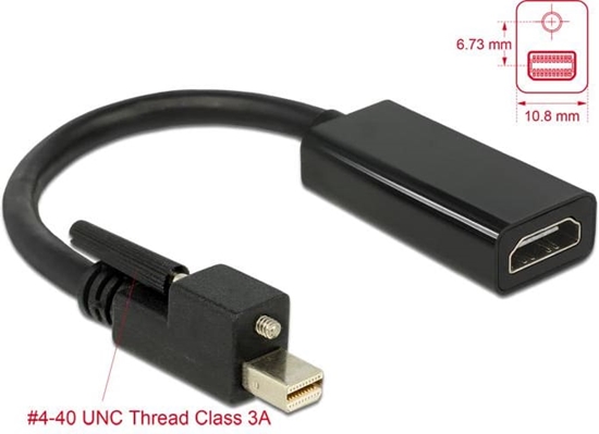 Picture of Delock Adapter mini DisplayPort 1.2 male with screw > HDMI female 4K Active black