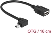 Изображение Delock Cable Mini USB male angled > USB 2.0-A female OTG 16 cm