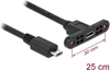 Изображение Delock Cable USB 2.0 Micro-B female panel-mount > USB 2.0 Micro-B male 25 cm
