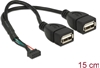 Изображение Delock Cable USB 2.0 pin header female 2.00 mm 10 pin > 2 x USB 2.0 Type-A female 20 cm