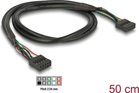 Изображение Delock Cable USB 2.0 pin header female 2.54 mm 10 pin > USB 2.0 pin header female 2.54 mm 10 pin 50 cm