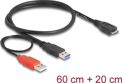 Attēls no Delock Cable USB 3.0 type A male + USB type A male  USB 3.0 type Micro-B male