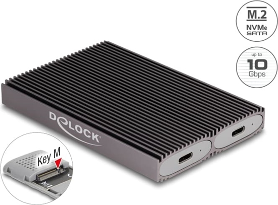 Picture of Delock External USB Type-C™ Dual Combo Enclosure for 2 x M.2 NVMe PCIe or SATA SSD - tool free
