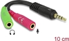 Изображение Delock Headset Adapter 1 x 3.5 mm 4 pin Stereo jack male > 2 x 3.5 mm 3 pin Stereo jack female (OMTP)