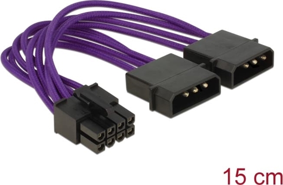 Изображение Delock Power Cable 8 pin EPS > 2 x 4 pin textile shielding purple