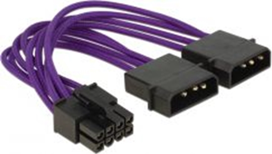 Picture of Delock Power Cable 8 pin EPS > 2 x 4 pin textile shielding purple