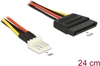 Изображение Delock Power Cable SATA 15 pin receptacle > 4 pin floppy male 24 cm