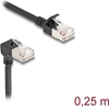 Picture of Delock RJ45 Network Cable Cat.6A S/FTP Slim 90° upwards angled / straight 0.25 m black