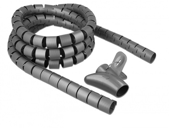 Picture of Delock Spiral Hose with Pull-in Tool 2.5 m x 30 mm grey