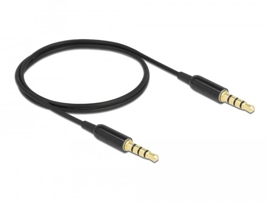 Picture of Delock Stereo Jack Cable 3.5 mm 4 pin male to male Ultra Slim 0.5 m black