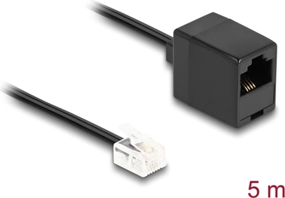 Picture of Delock Telephone Cable RJ11 plug to RJ45 jack black 5 m