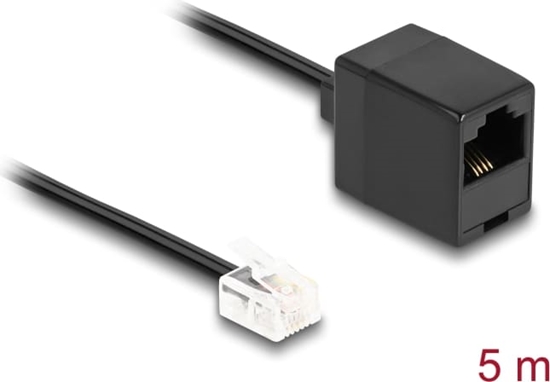 Picture of Delock Telephone Cable RJ11 plug to RJ45 jack black 5 m
