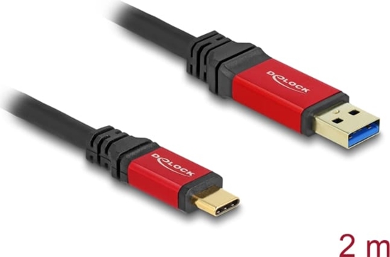 Picture of Delock USB 10 Gbps Cable USB Type-A male to USB Type-C™ male 2 m red metal