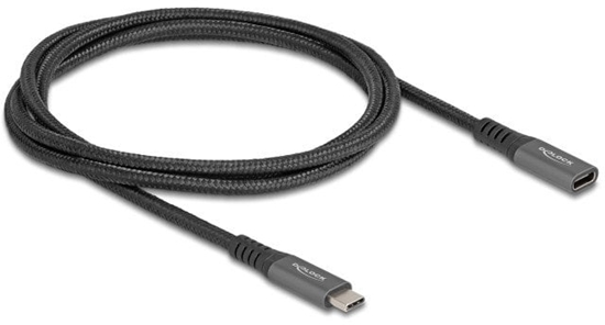 Picture of Delock USB 10 Gbps Extension Cable USB Type-C™ male to female PD 3.0 100 W 1 m grey metal