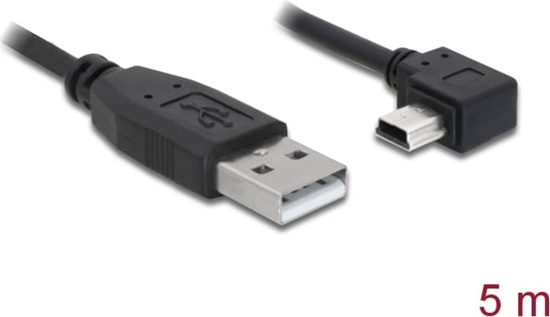 Picture of Delock USB 2.0 Cable Type-A male to Type Mini-B male angled 5 m