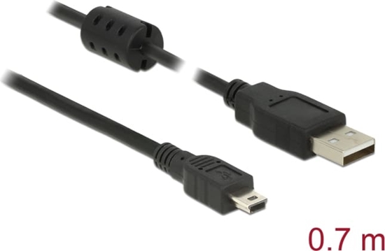 Picture of Delock USB 2.0 Cable Type-A male to USB 2.0 Mini-B male 0.7 m black