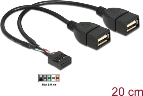 Picture of Delock USB Cable Pin header female > 2 x USB 2.0 type-A female 20 cm