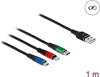 Изображение Delock USB Charging Cable 3 in 1 Type-A to Lightning™ / Micro USB / USB Type-C™ 1 m 3-coloured